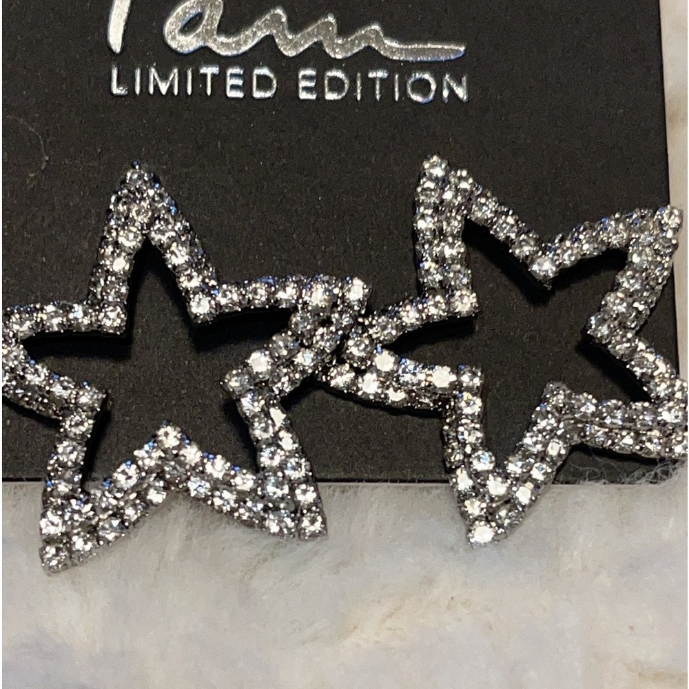 NWT~ “ I am” rhinestone star pierced earrings. 1.5.X 1.5.”